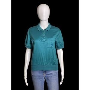 Vintage Christian Dior Sports CD Teal Short-Sleeve Women's Polo Shirt Size M COA